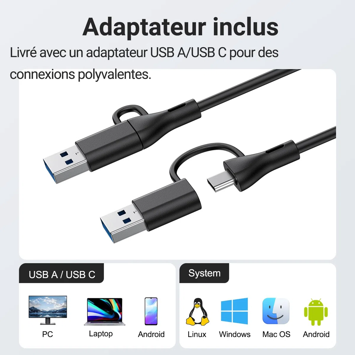 INGA Enceintes USB pour écran d’Ordinateur et Ordinateur Portable, Soundbar de Bureau à Clip, Enceintes PC USB/C, adaptées pour Bureau, Ordinateur Portable et Mac (Noir)