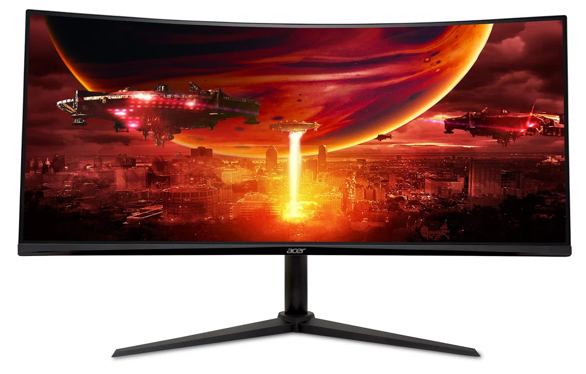 Acer Nitro XZ342CUV3, Écran PC Gaming Incurvé 34" UltraWide QHD, 180Hz (Curve 1500R, 3440x1440, 21:9, Freesync Premium, 1ms (VRB), 400Nits, 2xHDMI 2.0/1xDP 1.4) Moniteur PC curve, Pied Ajustable, Noir