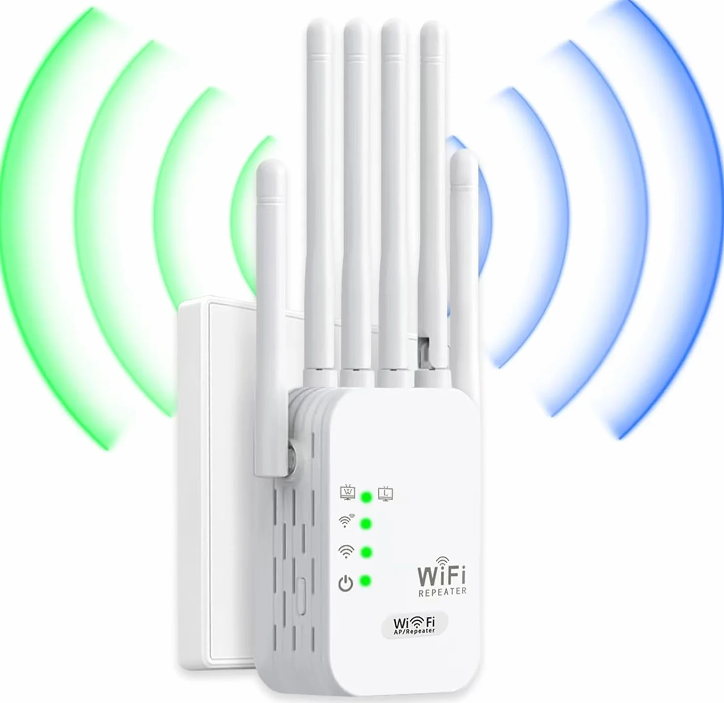 Répéteur WiFi 1200Mbps Double Bande 5G/2.4GHz, Amplificateur WiFi de dernière Technologie avec 6 antennes, Couvre jusqu'à 11000 m², 2 Ports LAN, idéal pour la Maison et Le Bureau Amplificateur WiFi