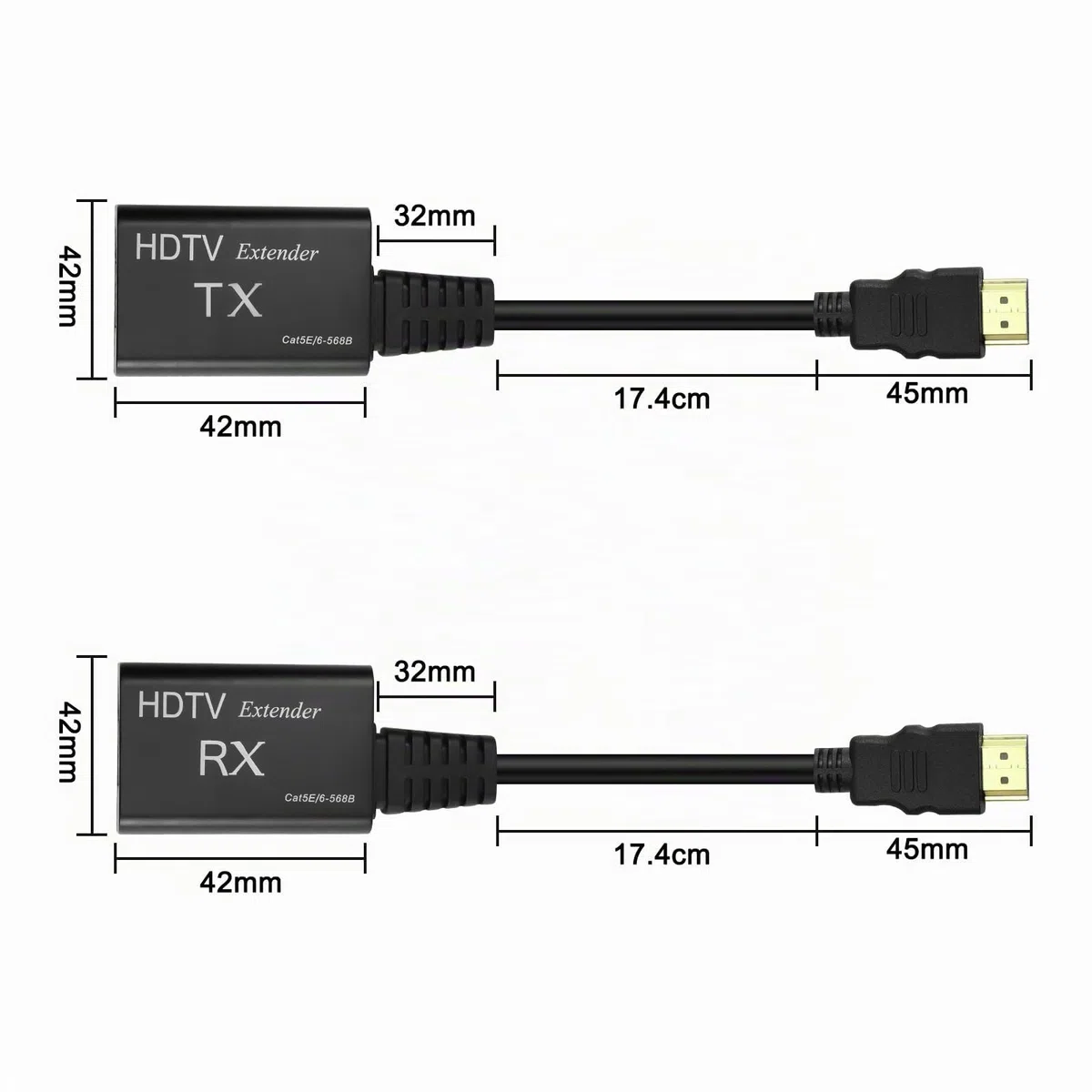 XMSJSIY Rallonge HDMI mâle vers RJ45 réseau LAN 60 m Convertisseur répéteur sur Cat 5e/6 1080p jusqu'à 60 m pour HDTV HDPC 4K 2K (60 m) - Besoin de régler la distance de transmission