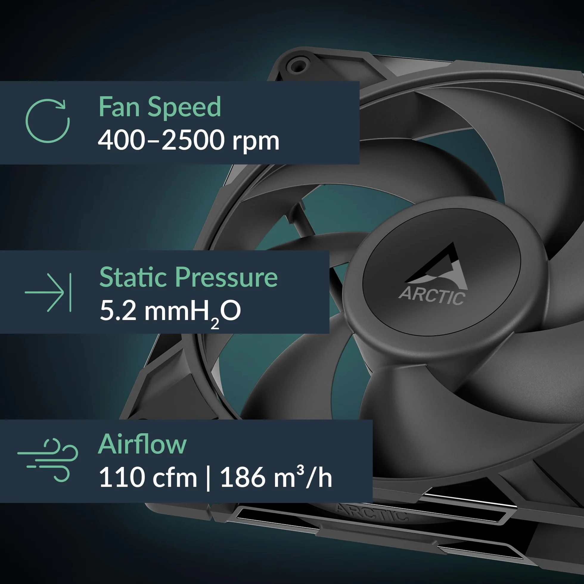 ARCTIC P14 Pro PST - 5 Piéces - Puissant ventilateur premium, ventilateur PWM 140 mm avec répartiteur de câble en Y, 400-2500 rpm, 0 rpm <5% PWM, palier Fluid Dynamic, 4-Pin - Noir