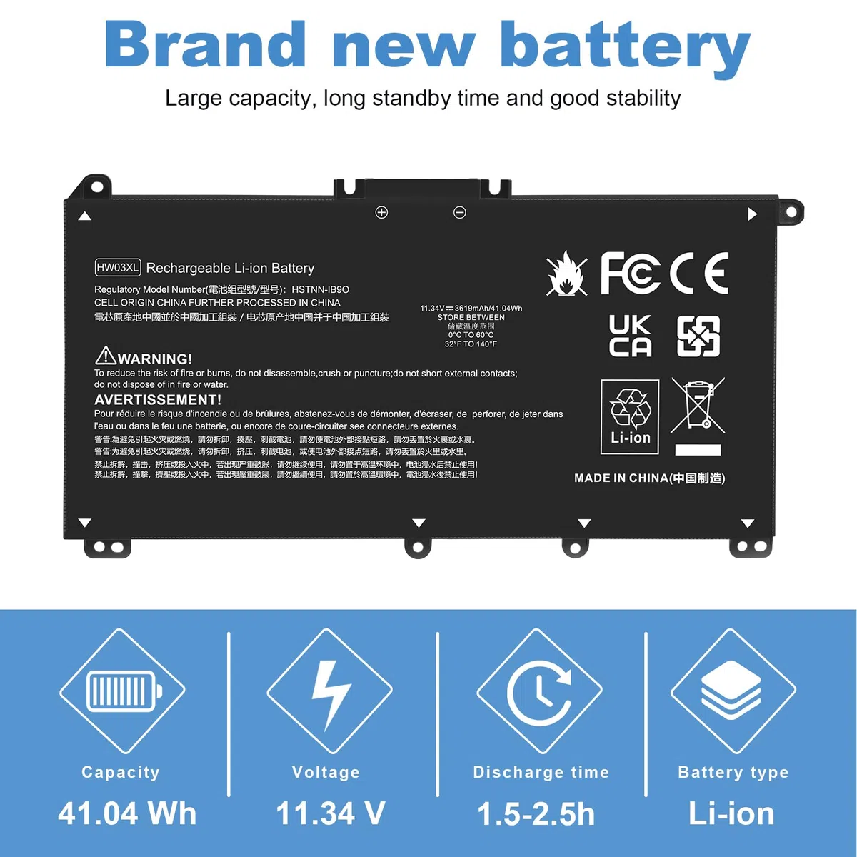 ASUNCELL HW03XL Batterie d'ordinateur Portable pour HP 255 470 G8, HP 240 245 250 255 G9 Series, Pavilion 15-EG 15-EG0000 15-EH 15-EH0000 17-CP 17-CP0000 17Z-CP0000 17-CN Series, 11.34V/41.04Wh