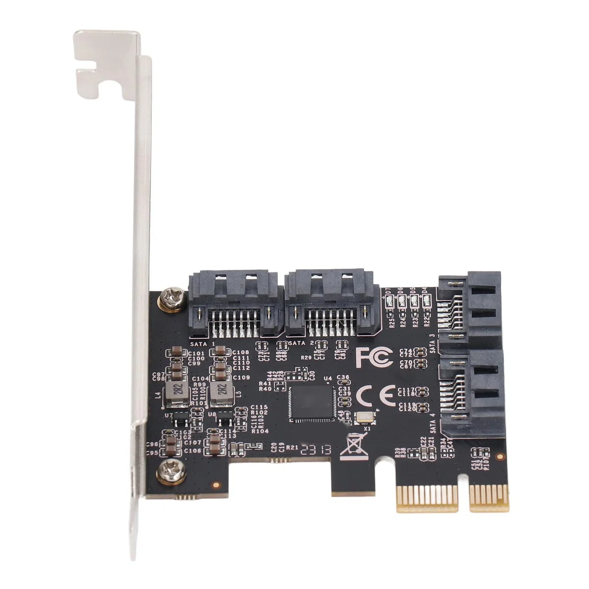 Carte D'extension PCI-E SATA 4 Ports PCI-E X1 vers SATA 3.0, Carte Contrôleur 6Gbps, Adaptateur PCI Express SATA3 Haute Vitesse pour Ordinateur de Bureau