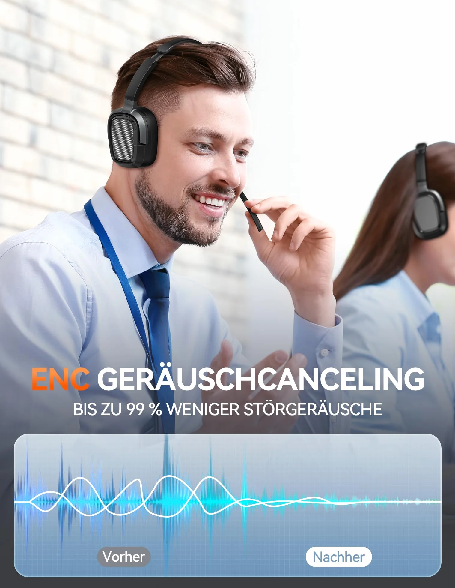 TECKNET Casque Bluetooth sans Fil avec Micro - Casque Anti-Bruit Bluetooth et Casque sans Fil PC avec Adaptateur USB-A Inclus, 50h d'Autonomie, pour PC, Téléphones, Télétravail et Visioconférence
