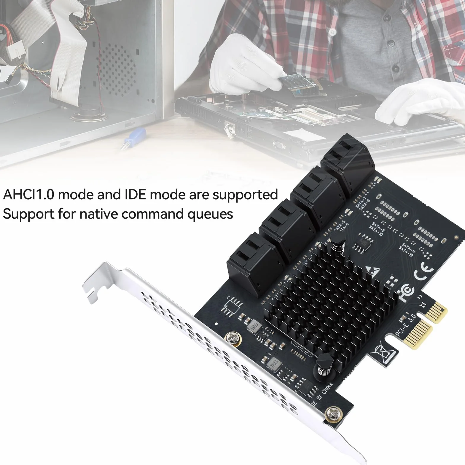 ELUTENG Carte PCIe SATA 8 ports, adaptateur PCIe vers SATA SATA 3.0, carte contrôleur PCI Express X1, carte d'extension pour ordinateur de bureau, prise en charge du disque SSD HDD, démarrage comme