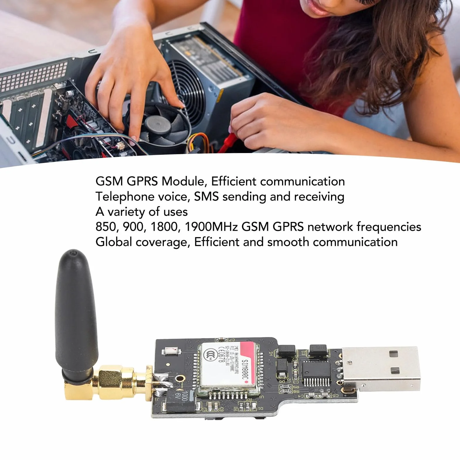 Module de Communication sans Fil USB GSM GPRS SIM800C avec Bluetooth, Transmission de Voix SMS et données, idéal pour projets IoT sans Fil