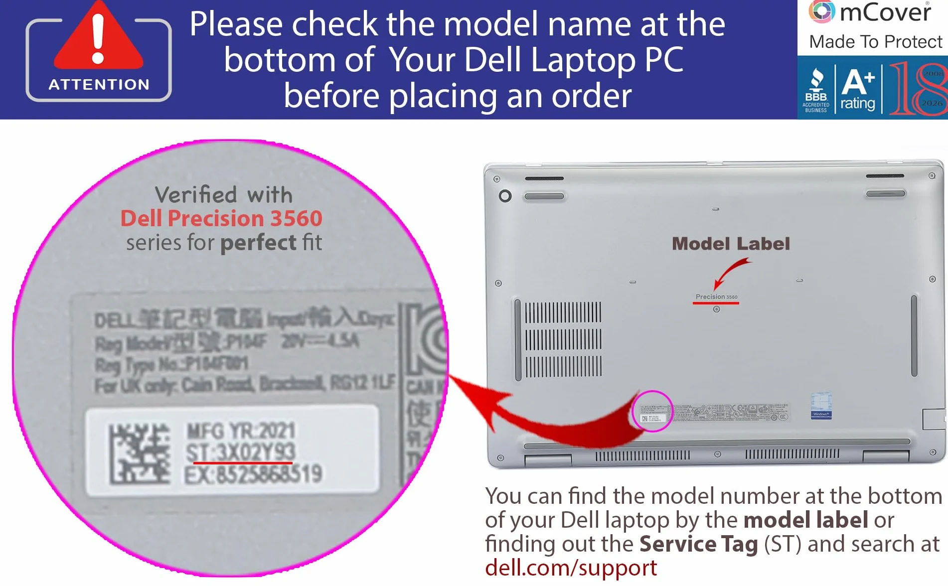 mCover Étui Compatible avec Dell Precision 3560/3570 et Latitude 5520/5530/5540 15" 2021~2023 Uniquement (ne Convient Pas aux Autres modèles Dell) – Noir