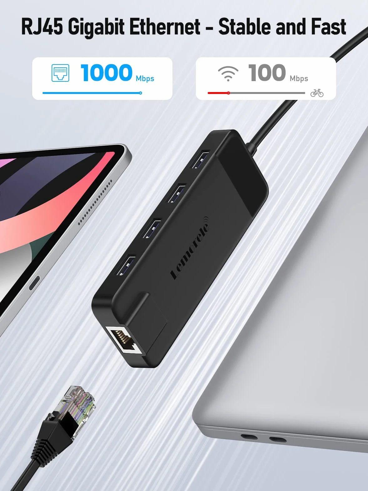 Lemorele Station d'accueil USB C 10-en-1, Hub USB-C vers HDMI 4K, 2 USB 3.0, 2 USB 2.0,Ethernet Gigabit, PD 100W, SD/TF, USB C Data, pour Macbook,iPad,Windows,Switch,PC,Téléphone Mobile,etc