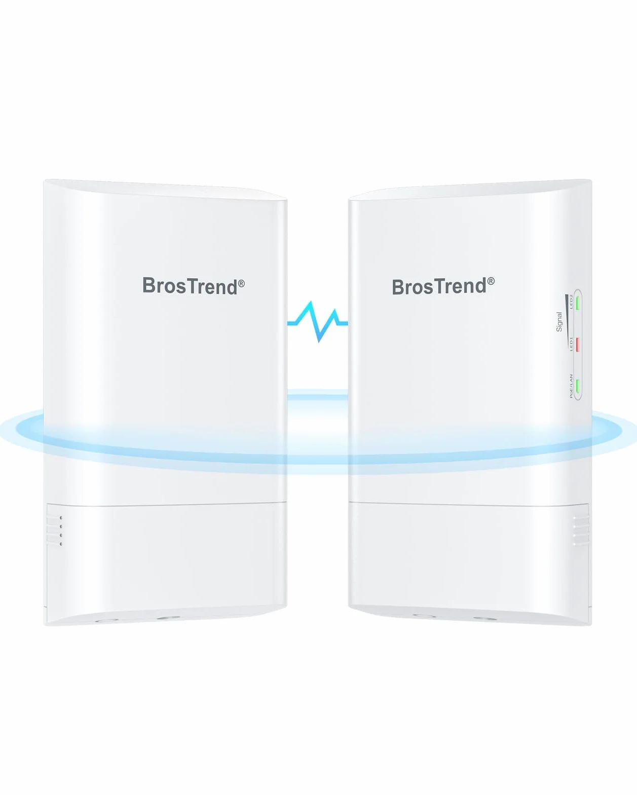 BrosTrend Pont WiFi Extérieur 5GHz 867Mbps, 1KM Pont WiFi Ethernet Point à Point Longue Portée, PtP/PtMP Plug and Play, 2X Bridge WiFi IP65, PoE Passif, sans Fil CPE pour Ferme Garage Bâtiment etc.
