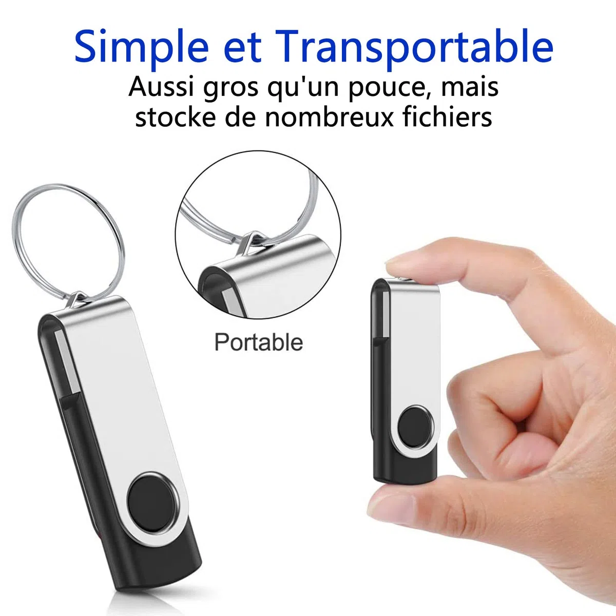 Clé USB 8Go Lot de 5 Flash Drive Cles USB 2.0 Mémoire Stick Stockage Pivotantes Porte Clef USB U Disque (5 Couleurs Mélangées:Rouge Vert Noir Bleu Violet)