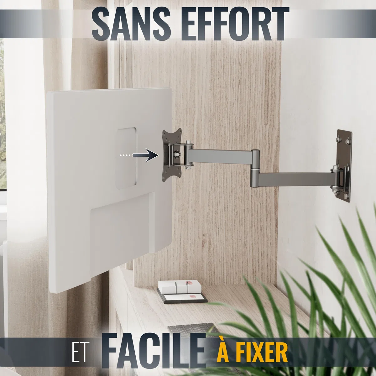 RICOO R02-11 Support Écran PC TV Mural 13 17 19 22 24 27 28 32 34 Pouces Supprot Mural VESA 50x50 75x75 100x100 Max 20 Kg Orientable Inclinable Fixation Moniteur Bras pour Moniteurs | Support TV mural orientable VESA 75 x 75 100 x 100 - Support d'écran in