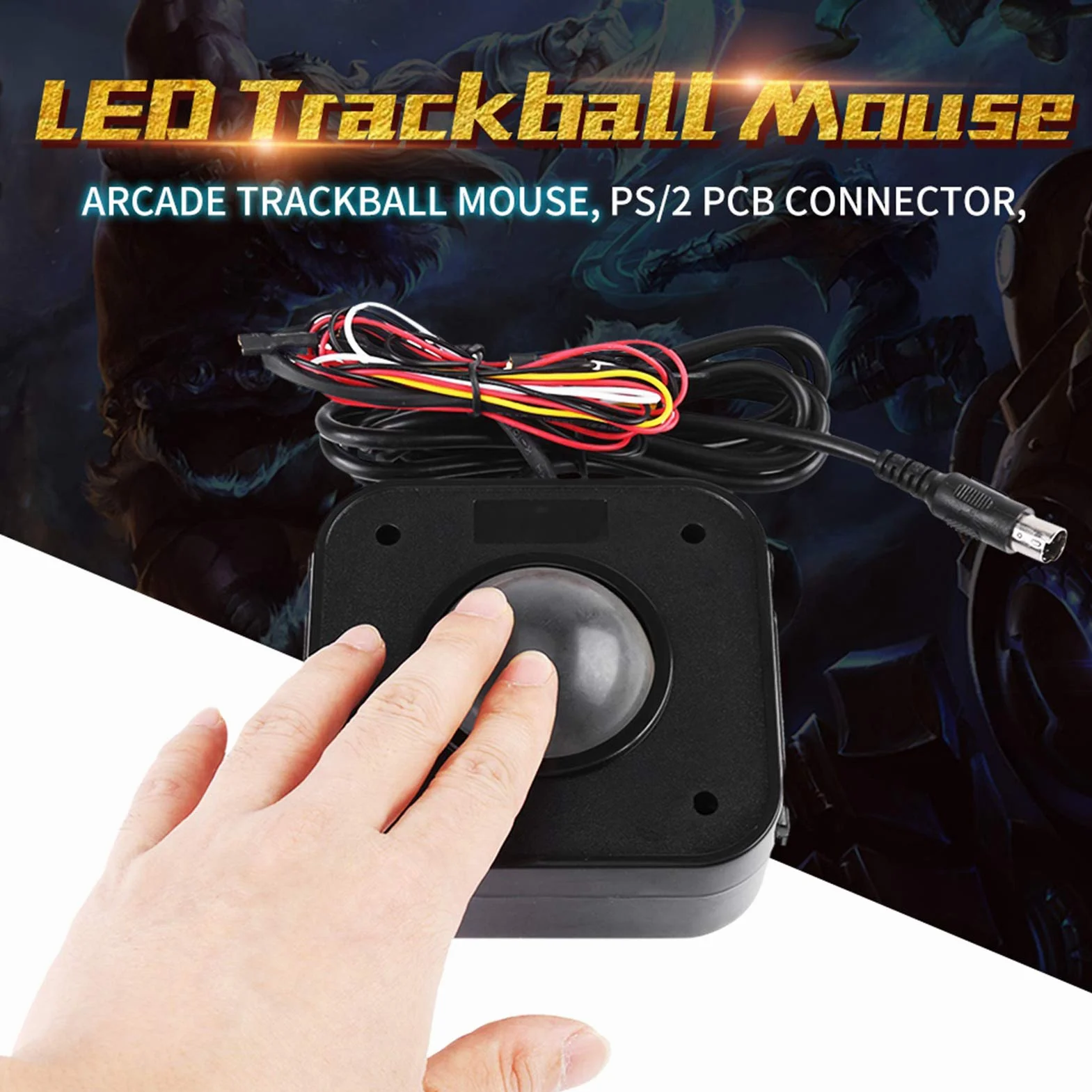 Fyearfly Souris avec Trackball à LED - Rond éclairé de 4,5 cm Connecteur PCB PS/2 Action Coulissante avec Trackball pour Console de Jeu