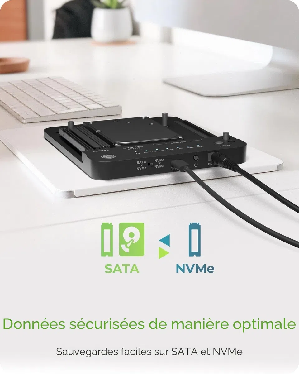 ICY BOX Boîtier SSD M.2 NVMe, USB 3.1 (Gen2, 10Gbit/s), PCIe M-Key, Disque dur externe SSD, Adaptateur NVMe, USB-C, USB-A, IB-1817M-C31