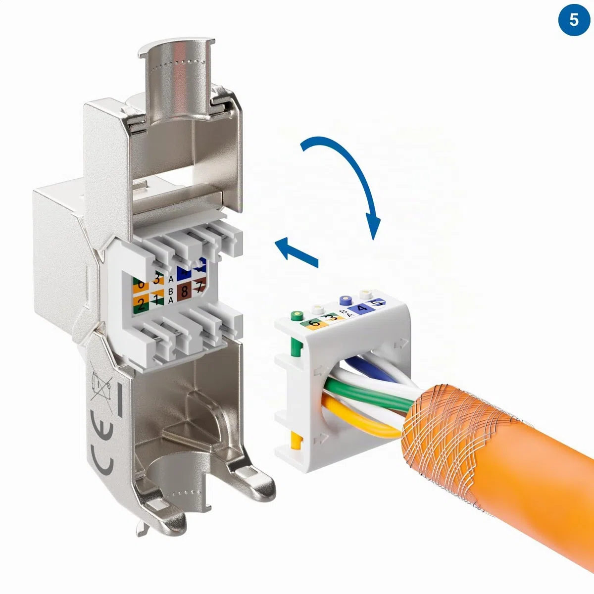 deleyCON 4X Module Keystone Cat 7 Optimal pour Câbles CAT7/CAT6/CAT6a - Compatible avec Câbles D’Installation, de Raccordement et Réseau - Blindage STP - Port RJ45-1000 MHz, 10 Gbit/s - (LSA)