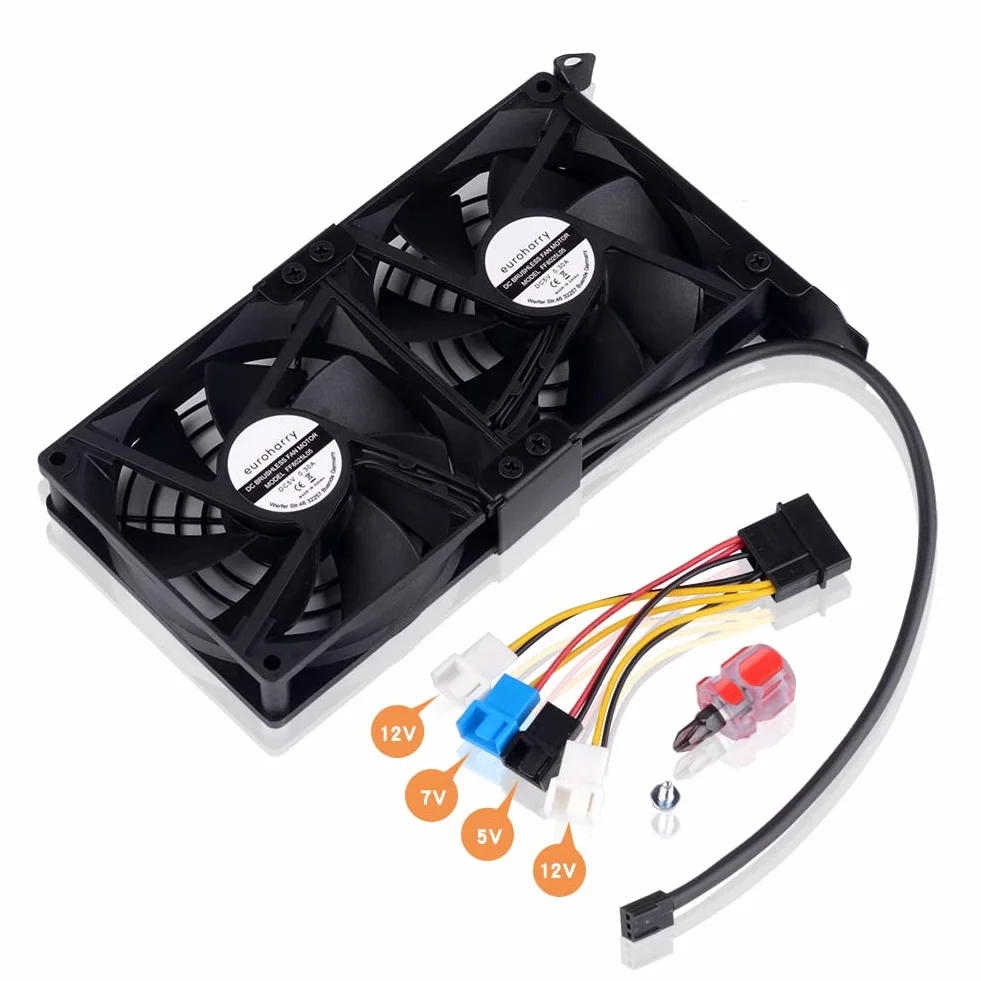 Ventilateur de Carte Graphique 2 x 92 mm - Flux d'Air Élevé, Refroidisseur de Support PCI - GPU, Compatible 5V, 7V, 12V et Carte Mère
