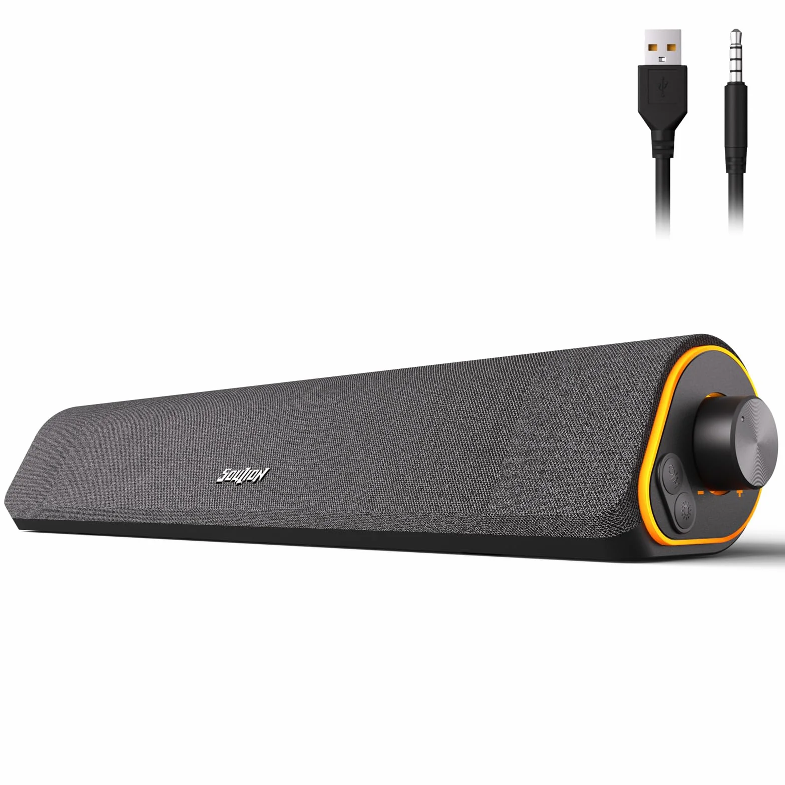 SOULION R50 Enceinte PC pour Ordinateur Portable, Tablette, Moniteur | Bluetooth & 3,5 mm, Alimenté par USB, Barre de Son PC, RGB, 42 x 8 x 9cm