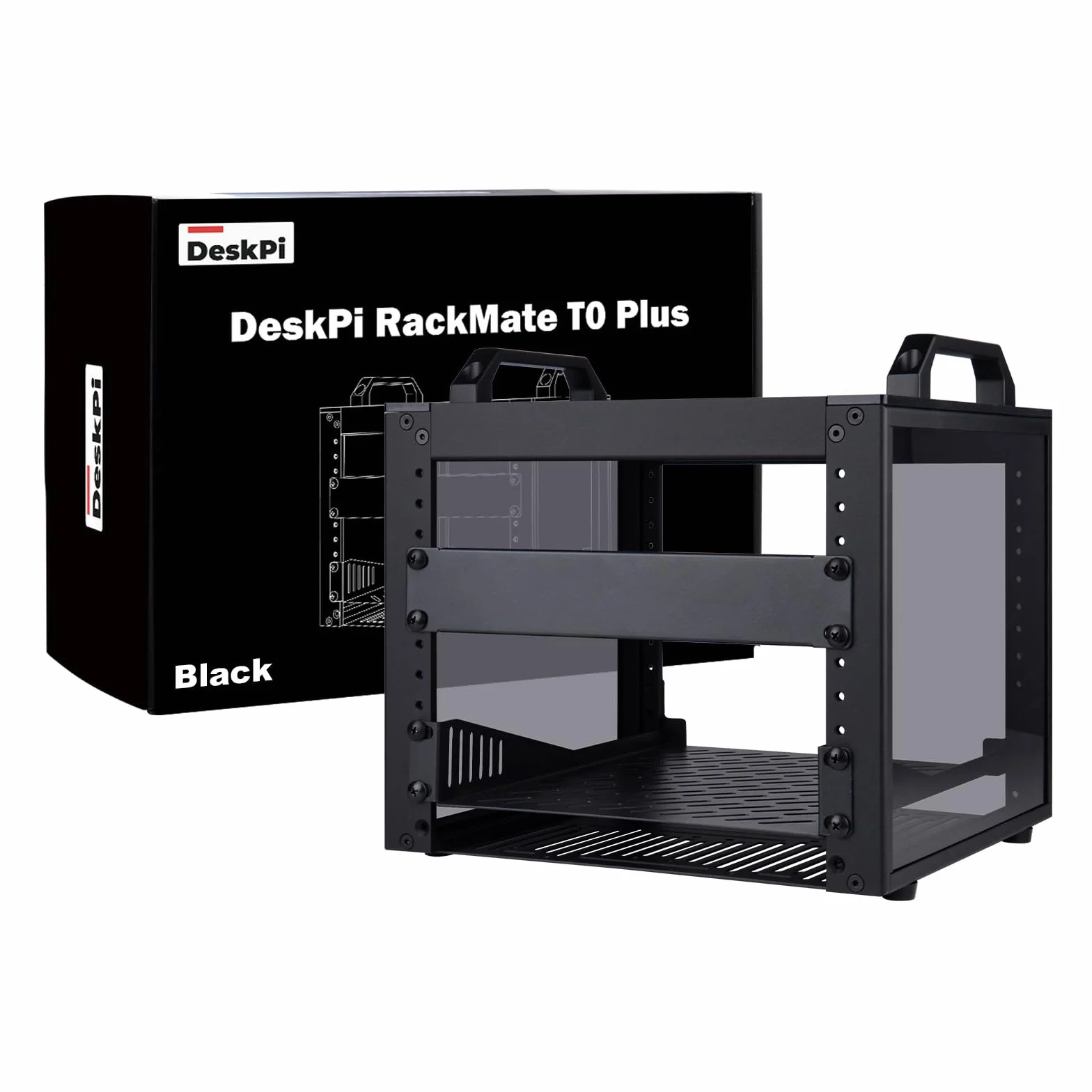 GeeekPi Rack de serveur 4U, rack réseau de 25,4 cm pour serveurs, réseau, équipement A/V, DeskPi RackMate T0 Plus Rack Mount, 260 mm de profondeur (noir, 26 cm de profondeur)