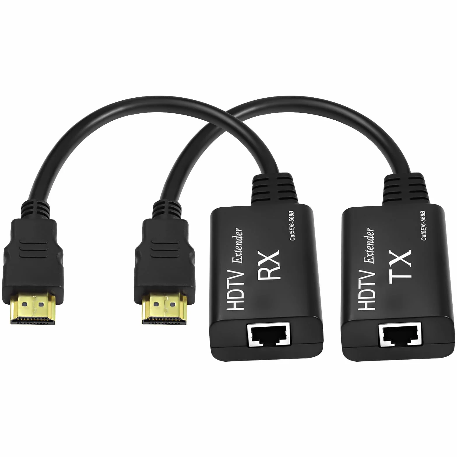 XMSJSIY Rallonge HDMI mâle vers RJ45 réseau LAN 60 m Convertisseur répéteur sur Cat 5e/6 1080p jusqu'à 60 m pour HDTV HDPC 4K 2K (60 m) - Besoin de régler la distance de transmission