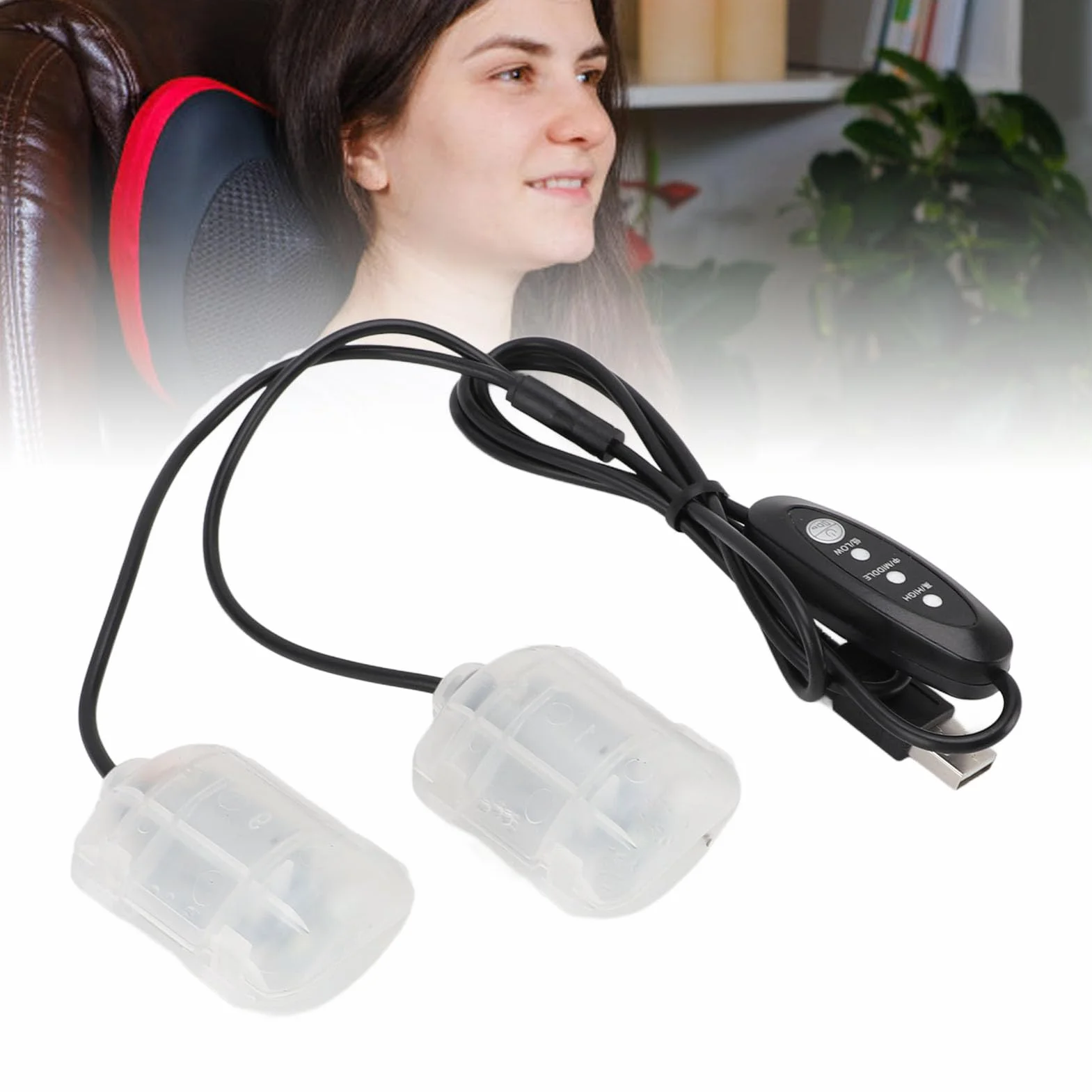 Hyuduo Moteur Vibrant USB 3 Vitesses pour Coussin Massage et Support Lombaire - Moteur Vibrant 5 V avec Câble 1,1 m Compatible Batterie Externe et Port USB