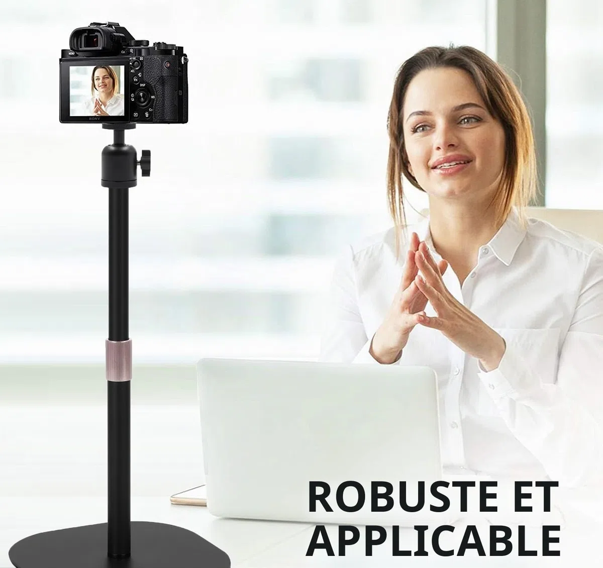 Support de webcam robuste, support trépied pour webcam de table compatible avec les webcams Logitech MX Brio 4K, Brio 4K, Brio 500