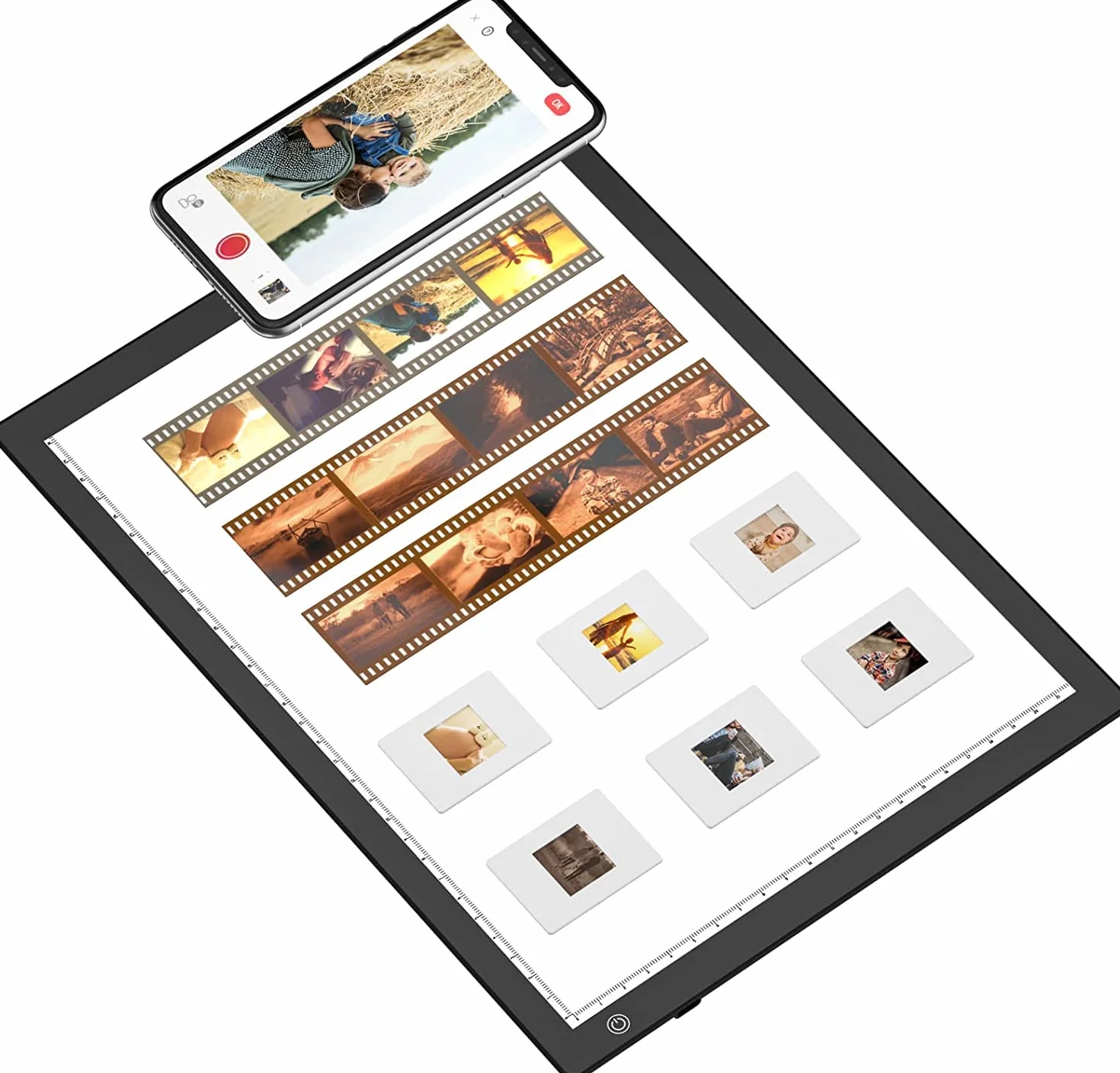 eyesen Scanner de Pellicule Portable Ultra-Mince de Panneau Lumineux LED 12pox 9po| Convertit de Négatifs et Diapositives 35mm en Photos Numériques avec Votre de Smartphone