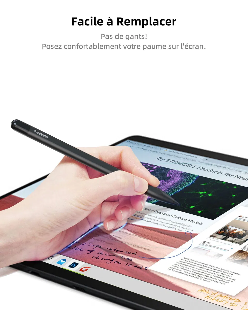 Metapen Stylet M1 pour Surface,300H d'Autonomie,Charge Rapide USB-C,2 en 1 Bouton,Super Magnétique,Reject de Paume,Stylet pour Surface Pro 10/X/9/8/7/6/5/4,Surface Laptop 2/3/4/5/Duo/Studio/Kobo/ASUS