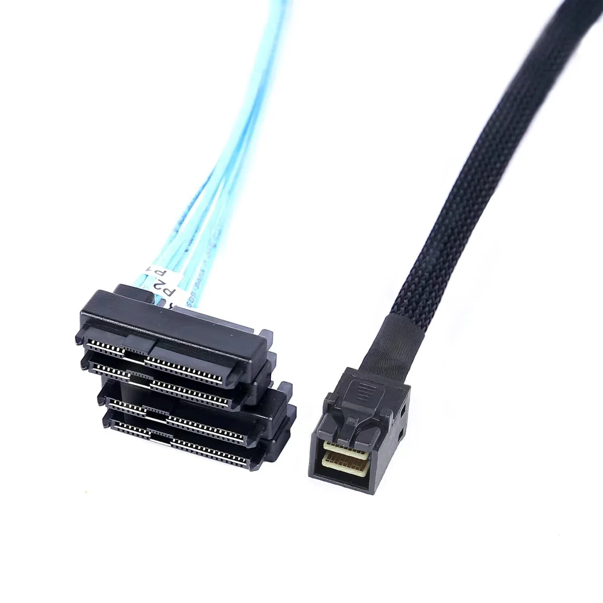 ADCAUDX Câble Mini-SAS vers SAS : 0,5 m SFF-8643 vers SAS SFF-8643 vers SFF-8482 Connecteur 4X SFF-8482 avec câble adaptateur d'alimentation SATA (1,6 FT)