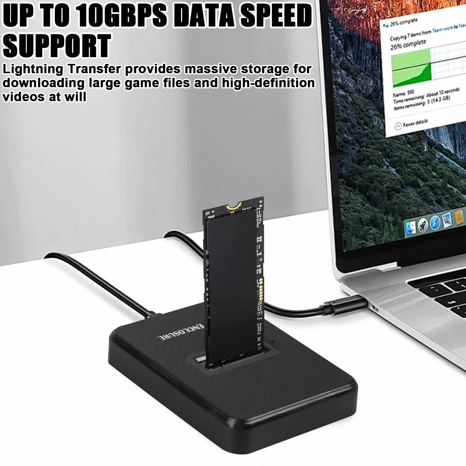 M.2 NVMe & SATA Docking Station, Disques Dur Disques Dur Station d'accueil 10Gbps USB 3.2 Gen2 Adaptateur pour M-Key/B+M Key Dual Protocole Boîtier SSD externe NVMe & NGFF pour SSD 2230/2242/2260/2280