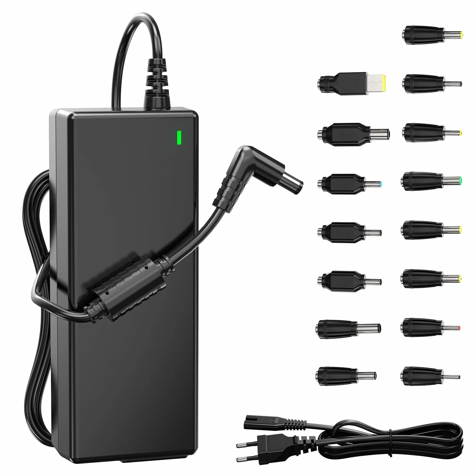 90W Chargeur Universel PC Portable – Câble d'alimentation pour Ordinateur Portable HP, ASUS, Lenovo, Dell, Acer, NUC et Autres – 18.5V à 20V, 4.74A, 15 Connecteurs, Pas de USB-C