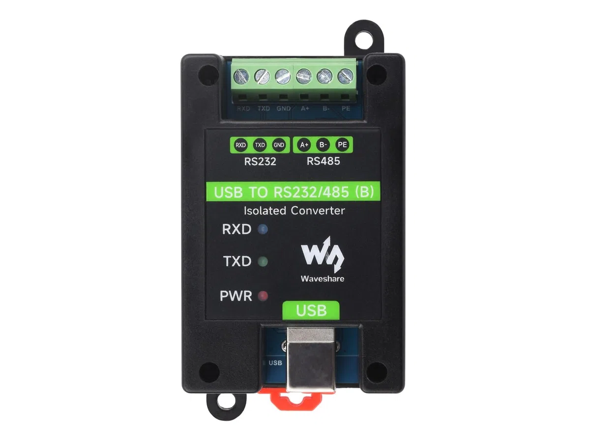 Waveshare USB To RS232/485 Industrial Grade Isolated Converter, Onboard Original FT232RNL Chip, Multiple Protection, Wall-Mount And Rail-Mount Support