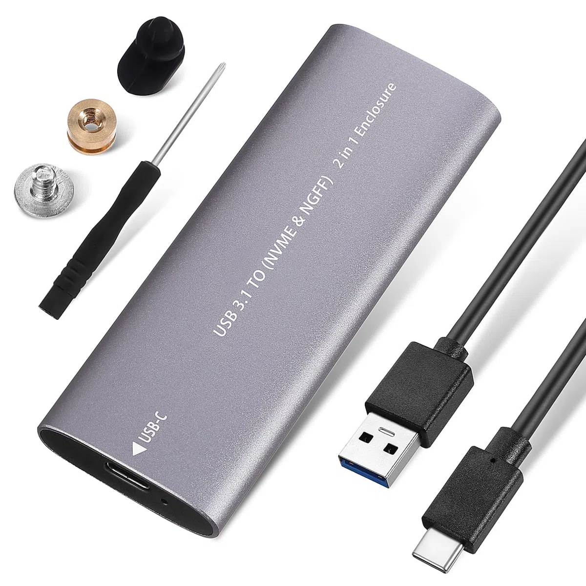 Boîtier pour Disque Dur Externe Disque SSD Externe 1to en Alliage D'aluminium avec Câble de Date Type-c 3.1, Compatible Double Mode pour Usage Bureau Quotidien