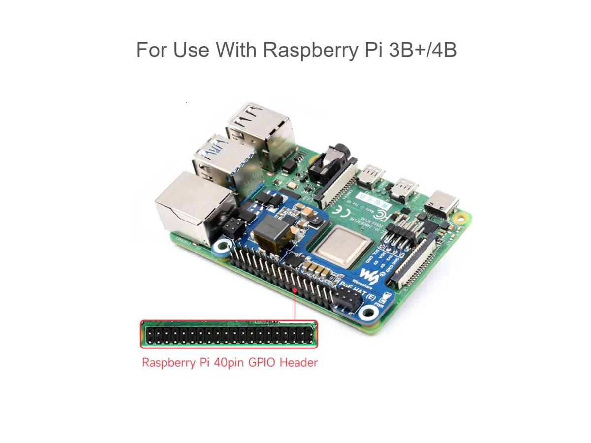 Waveshare POE Hat for Raspberry Pi 4B 3B+, IEEE 802.3af-Compliant,Power Over Ethernet Hat (E) Expansion Board for Raspberry Pi,5V Power Output