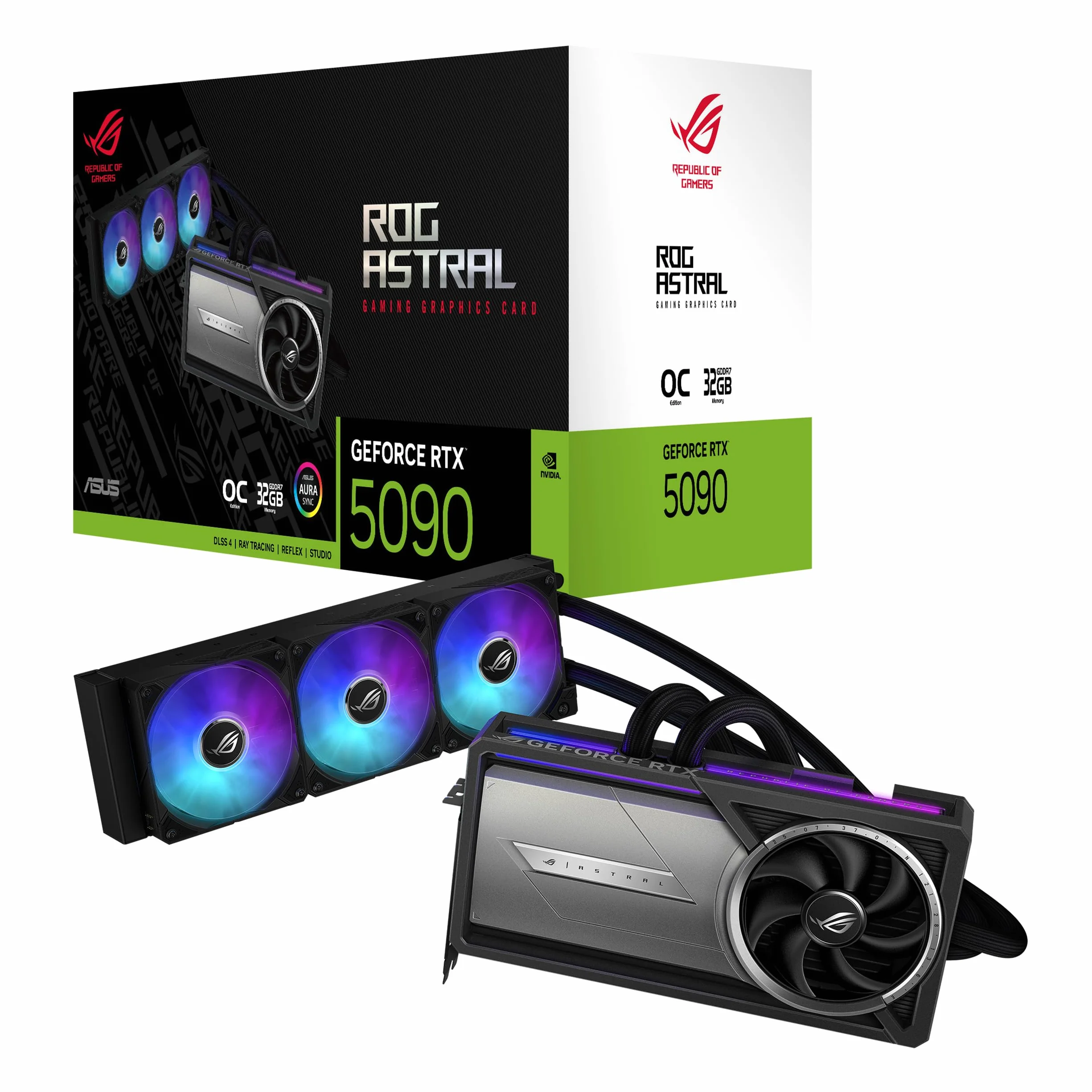 ASUS ROG Astral LC GeForce RTX 5090 32GB GDDR7 OC Edition – Carte Graphique Gaming (PCIe 5.0, HDMI, Display 2.1, 2.5 Slot, 4 Ventilateurs axiaux, Pad Thermique GPU)