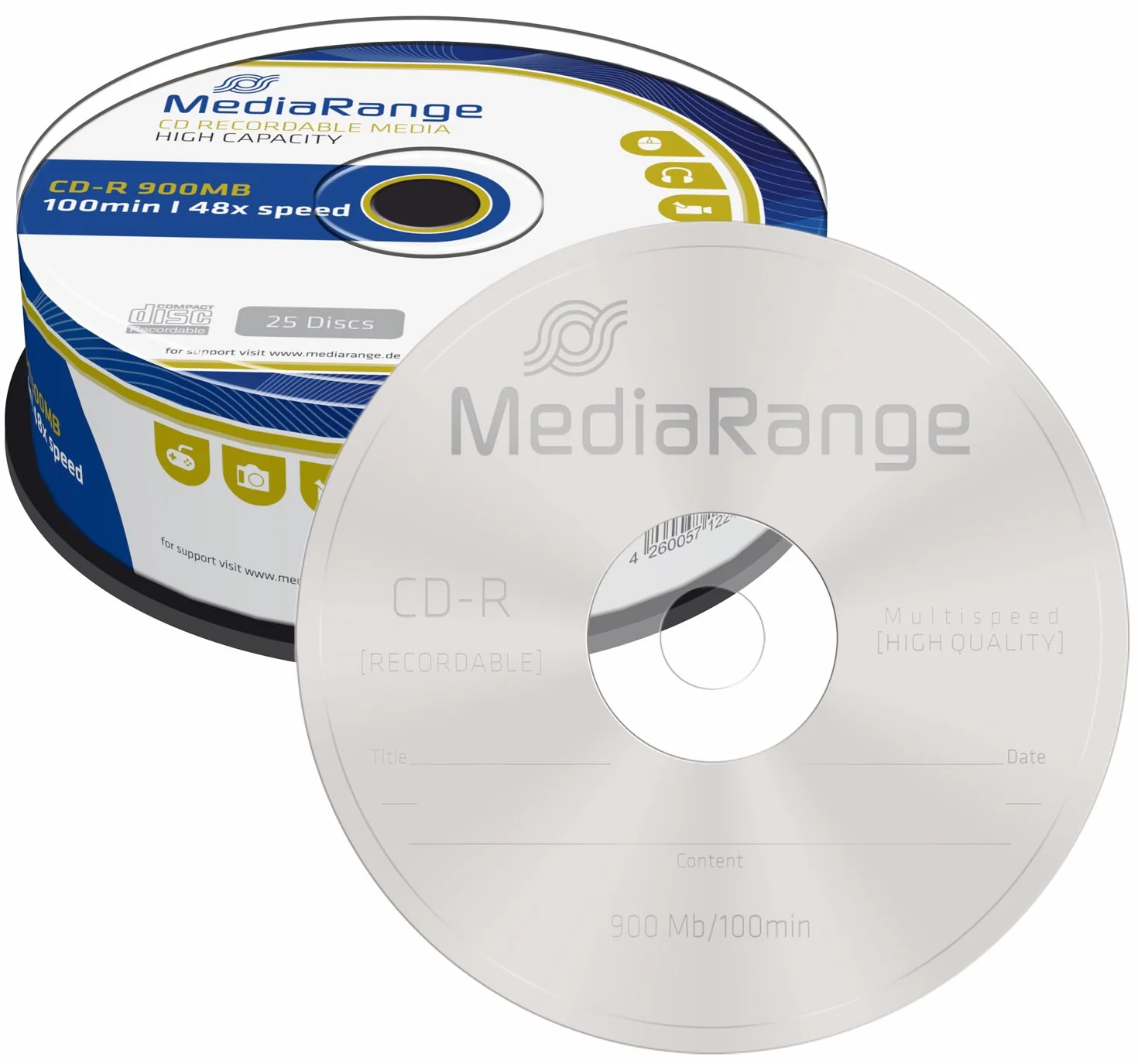 Boîte de 25 CD MediaRange - MR222 CD-R - 900 Mo - 100 Minutes - 48x Speed
