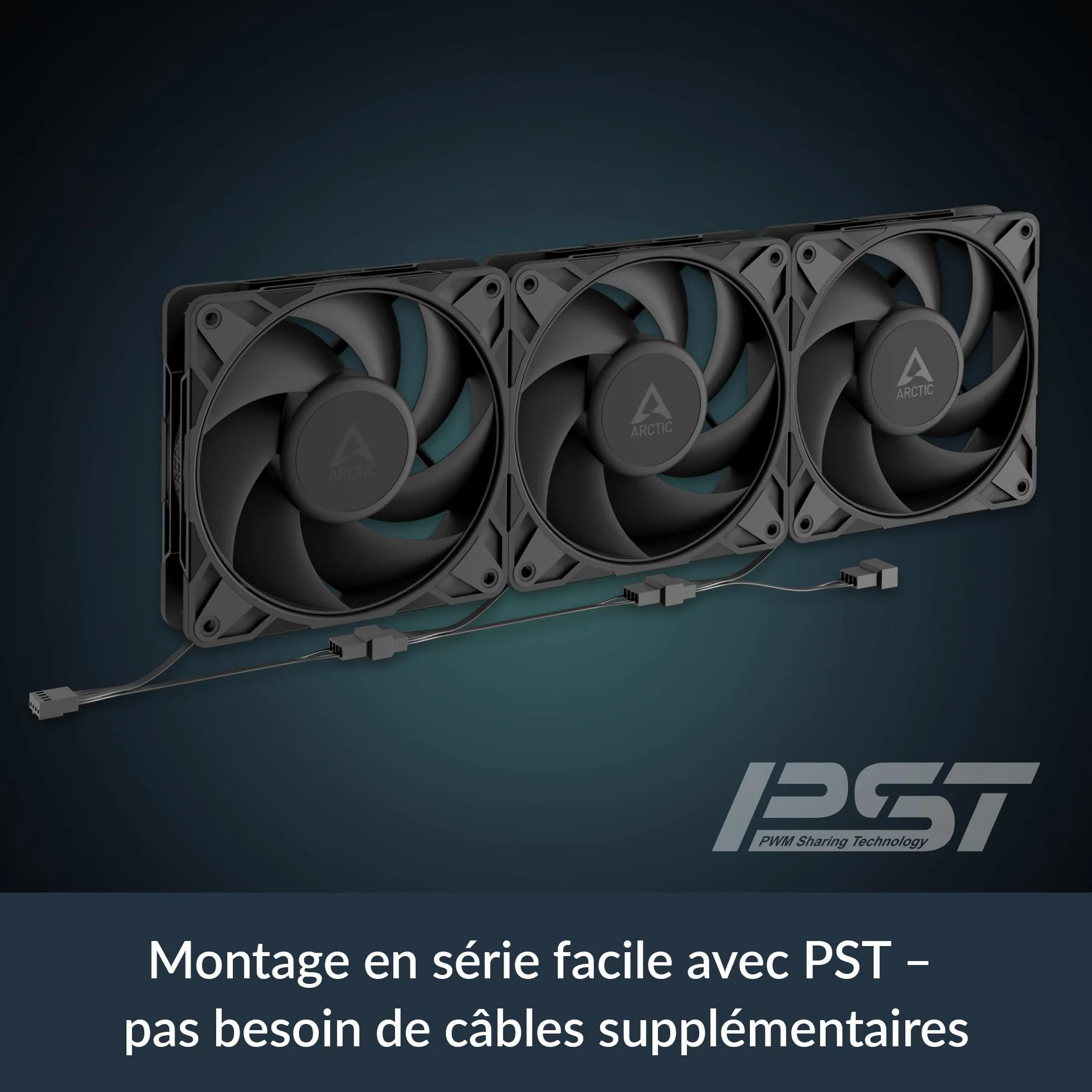ARCTIC P12 Pro PST LN - 5 Pack - Ventilateur Premium à faible bruit, ventilateur PWM de 120 mm avec répartiteur de câble en Y, 450-2000 rpm, 0 rpm <5% PWM, palier Fluid Dynamic, 4 broches - Noir