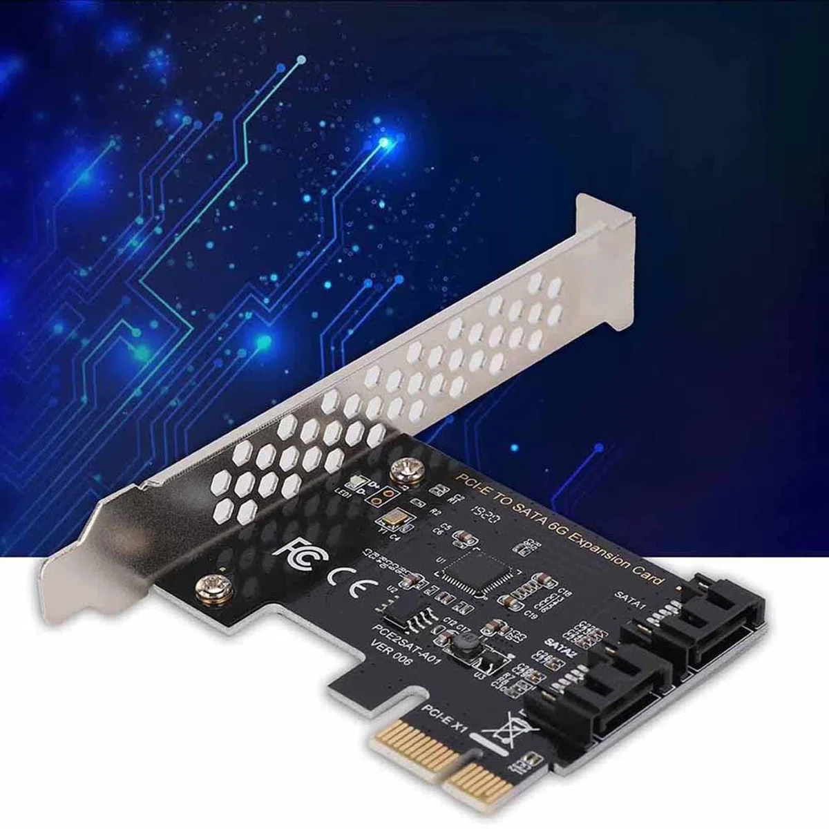 Carte PCI Express, 6 Gbps Cartes d'adaptateur d'extension Cartes PCI-E PCI Express vers SATA 3.0 2 Ports SATA III Adaptateur PCI-E pour XP/7/8, Vista, Mac, Linux, Server2003.