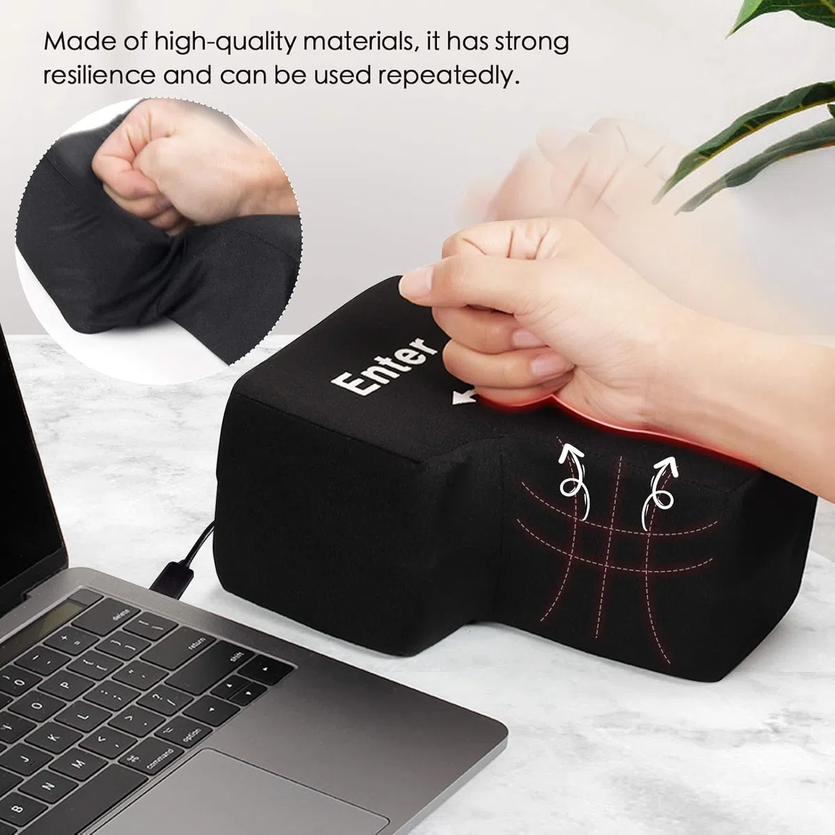 Grande Touche d'entrée,Gros Bouton Entrée,Touche Entrée avec Coussin de Bureau Clavier USB Gadget pour Anti-Stress,Outils de Soulagement du Stress pour le Bureau,Grand Coussin de Touche d'entrée