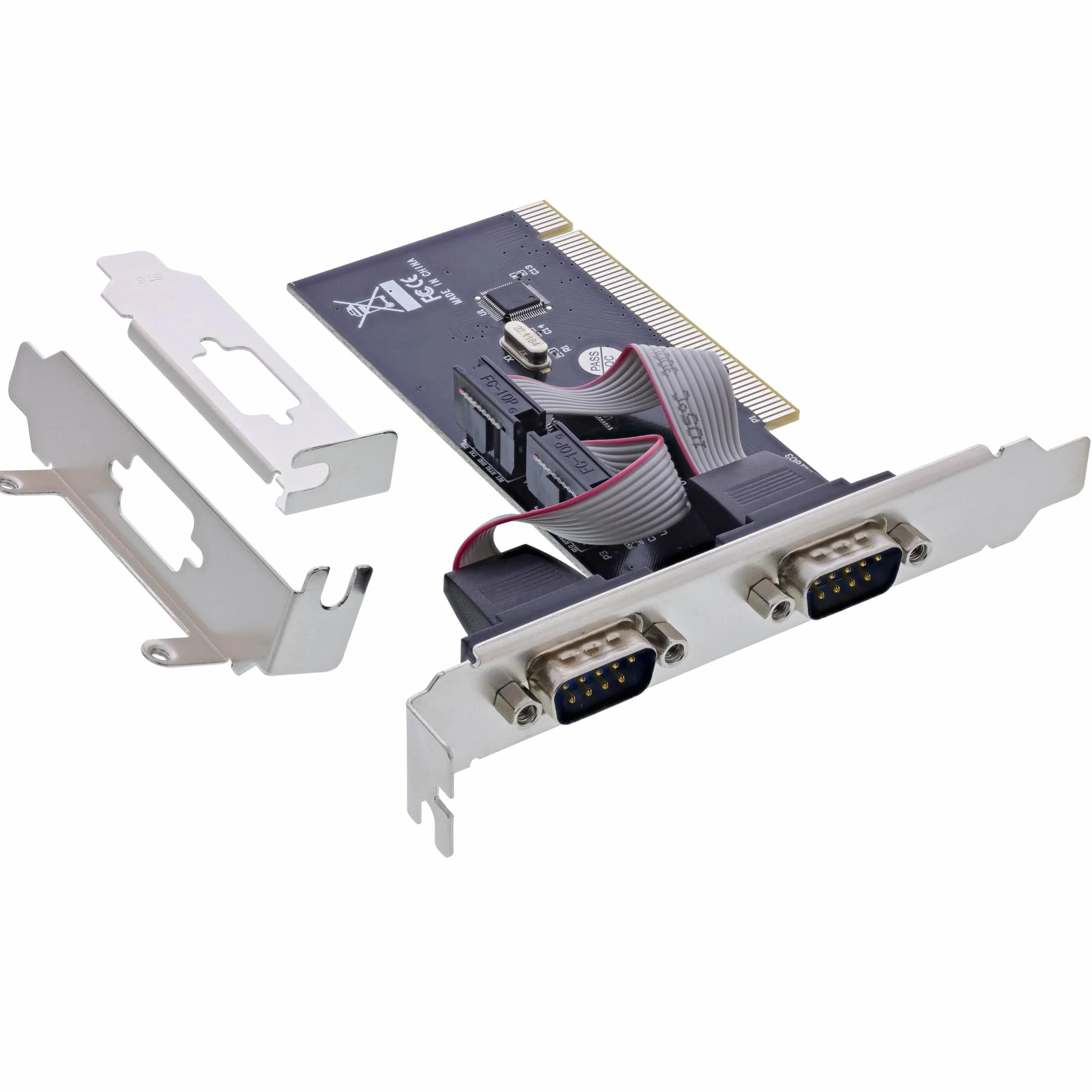InLine 66636A Lot de 2 Cartes d'interface PCI série RS232 CH351Q 9 Broches Haut débit Compatible avec Windows et Linux Installation Facile