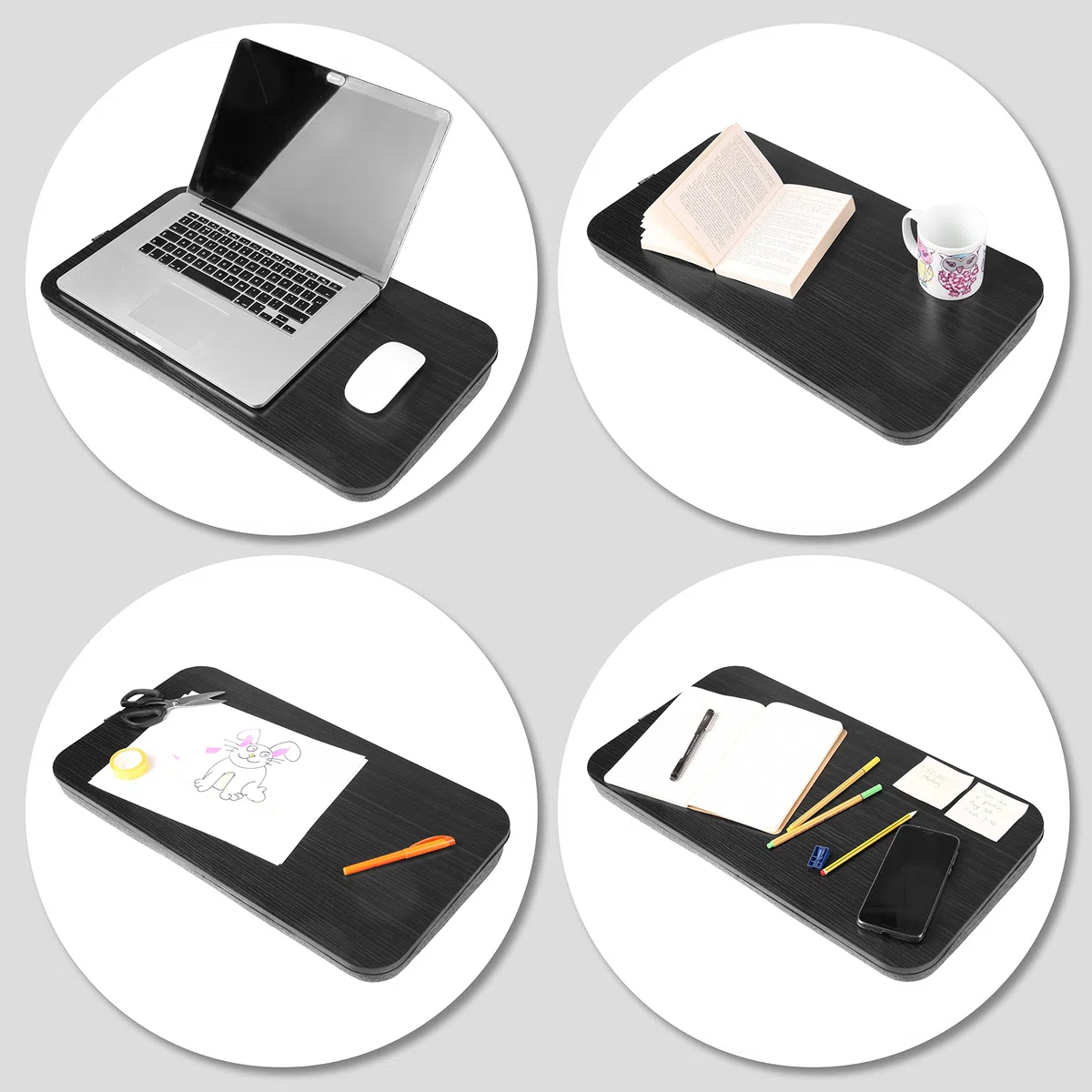 Duronic DML412 Plateau pour Ordinateur Portable Table à Poser sur Les Genoux Lit Canapé Coussin incliné Ergonomique Confortable Télétravail Travail Lecture Dessin devoirs études