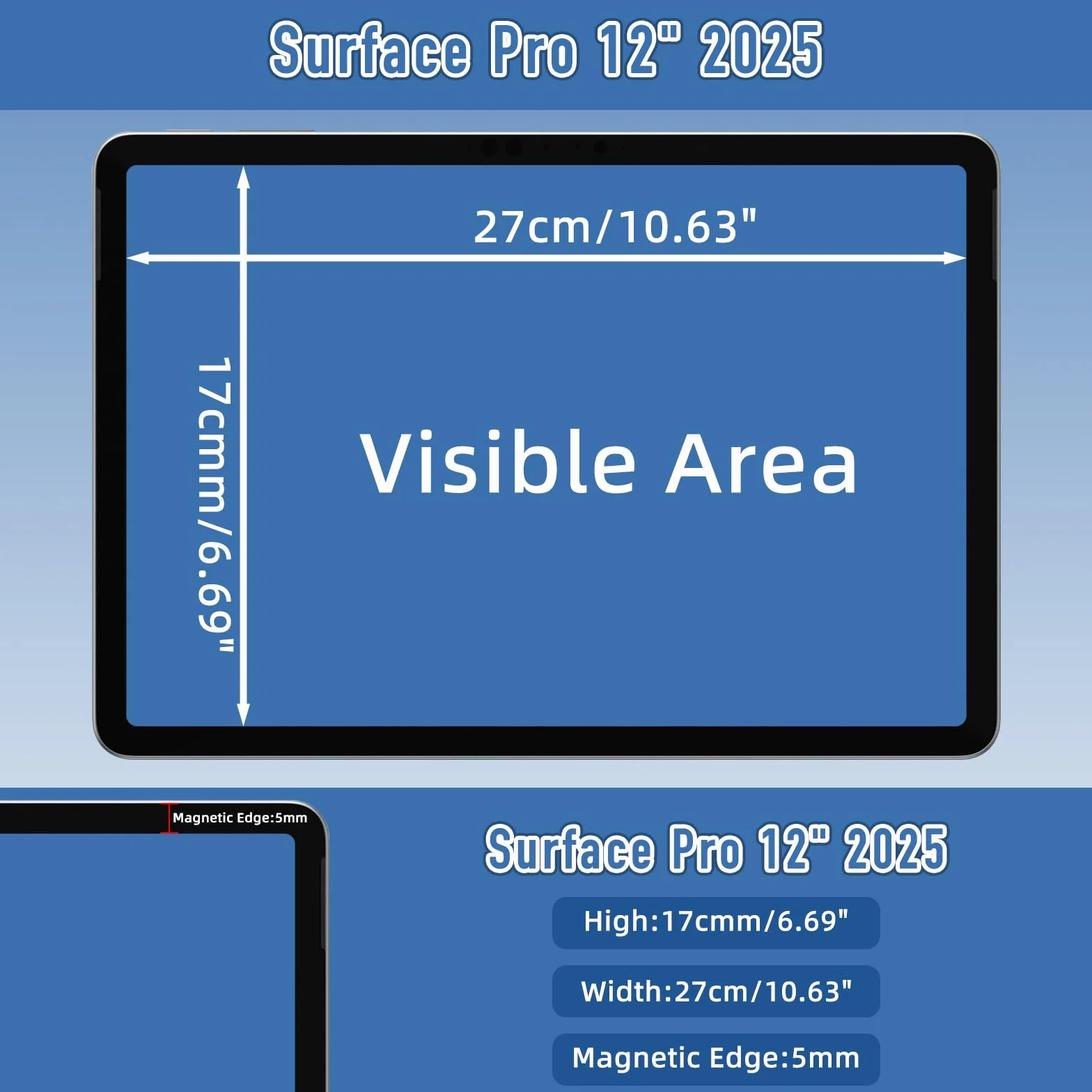 Magnétique Filtre de Confidentialité pour Microsoft Surface Pro 12 2025 (écran 12"), Amovible, Anti-Espion, Anti-éblouissement, Anti-Rayures, Filtres d'écran pour Ordinateur Surface Pro 12"