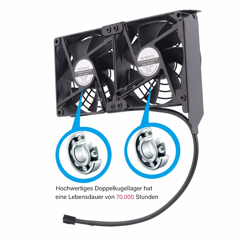 Ventilateur de Carte Graphique 2 x 92 mm - Flux d'Air Élevé, Refroidisseur de Support PCI - GPU, Compatible 5V, 7V, 12V et Carte Mère