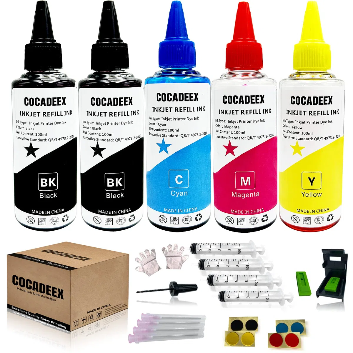 Lot de 5 bouteilles d'encre compatibles avec Canon PG-560XL CL-561XL pour imprimantes Pixma TS5350 TS7450 TS5351 TS5352 TS5353 TS7451