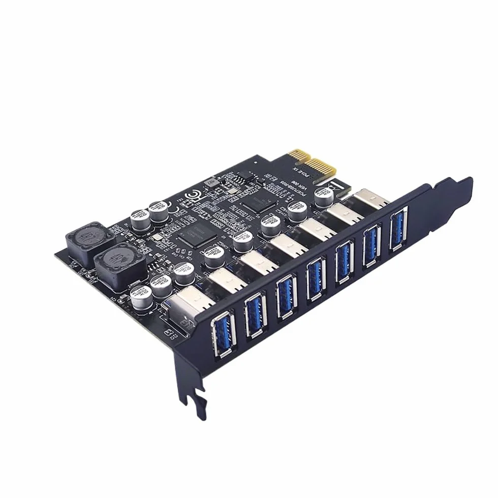 Carte Adaptateur USB 3.2 7 Ports Pour Contrôleur Avant, PCI-E Express, Extension PCIe Interne - Connexion 7 Appareils Pour Windows XP/7/8/10/11/Linux