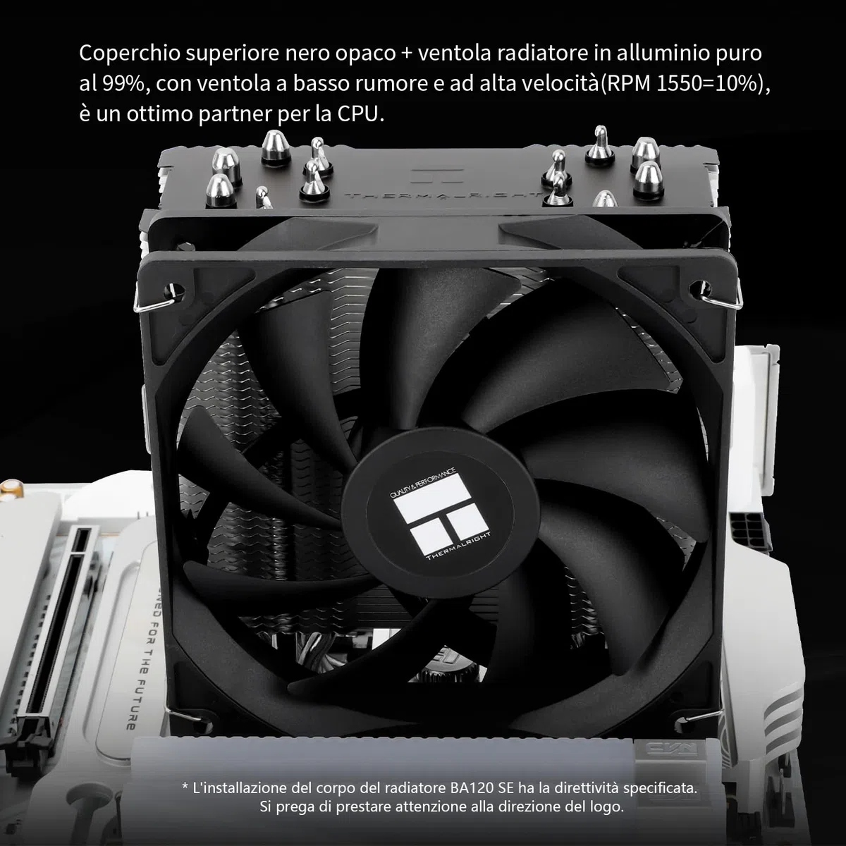 TR Burst Assassin 120 SE Refroidisseur CPU, hauteur 148mm, ventilateur PWM 120mm avec vitesse 1550RPM, 6 caloducs, pour Intel 1700/1851/1150/1151/1200, AM4/AM5, refroidissement PC, noir (BA120SE)