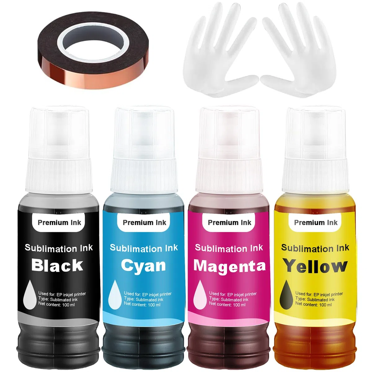 Sublimation 102 104 encre compatible avec Epson ET-2400 ET-2720 ET-2760 ET-2800 ET-2803 ET-2815 ET-2820 ET-2830 ET-2840 Imprimantes à jet d'encre pour tasse, gobelet, T-shirts Transfert de chaleur(4P)