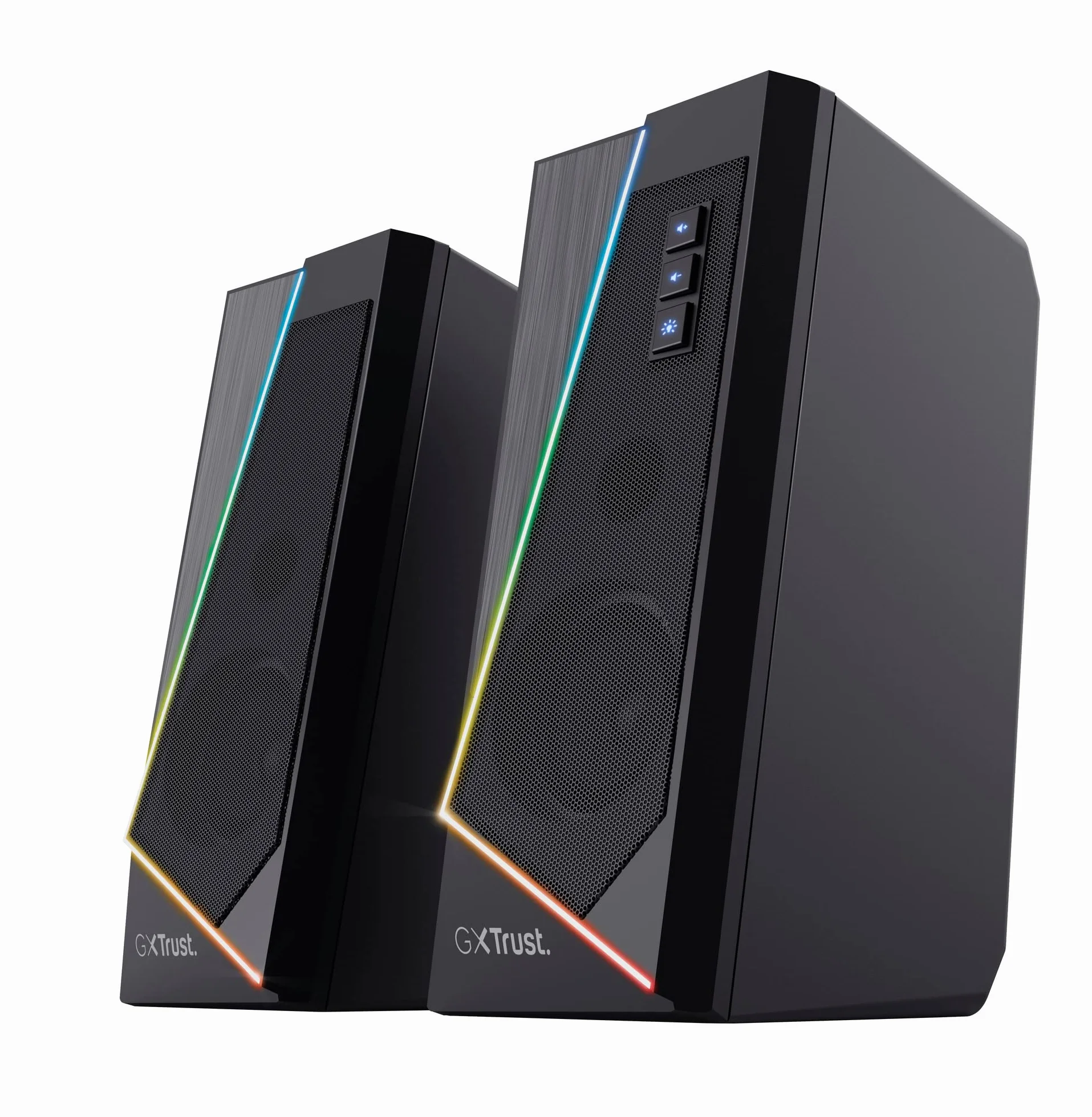 Trust Gaming GXT 609 Zoxa Système d'Enceintes, Haut-parleurs Gamer, 6 Modes d'Éclairage RGB, 12 W, Alimentation USB, Système Audio pour PC et Ordinateur Portable - Noir