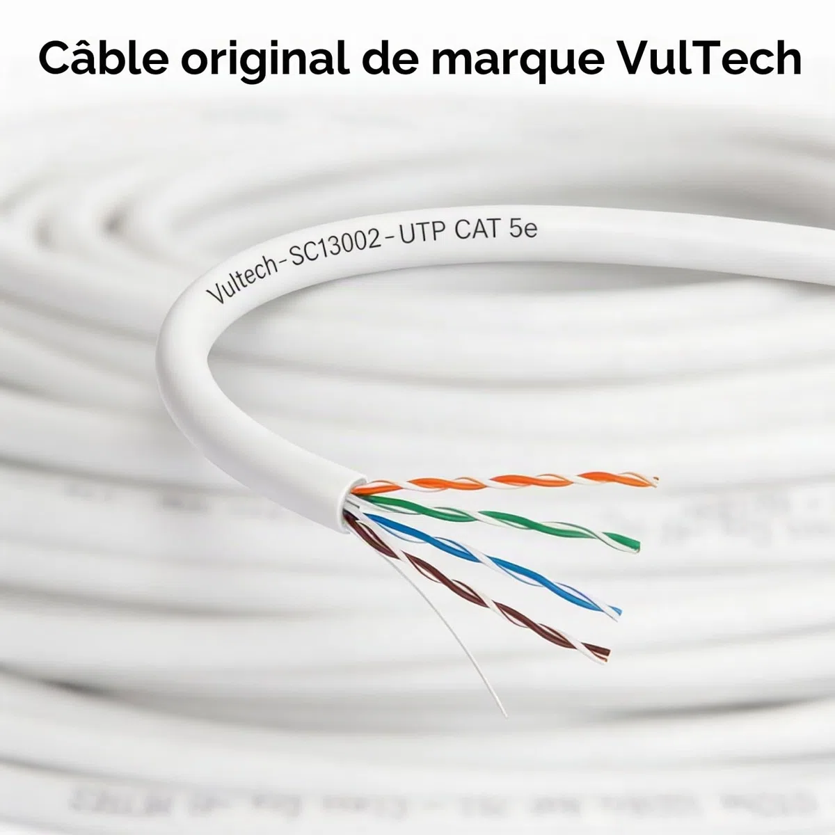 Vultech SC13002-100 Écheveaux Lan Catégorie 5e UTP 100 mètres 24AWG Bobine réseau Ethernet 100m Cat5e