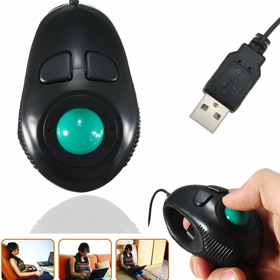 Générique Nouvelle Souris à Main pour Doigts, 4DB Mini Souris Trackball Souris Filaire Portable avec contrôle du Pouce pour Ordinateur PC Convient aux droitiers et aux gauchers