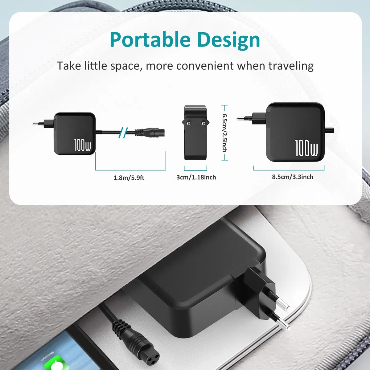 100W 90W 65W Chargeur Universel PC Portable pour HP ASUS Lenovo Acer Dell Toshiba Sony Samsung Chargeur Ordinateur avec 18 Connecteurs, Pas de USB-C