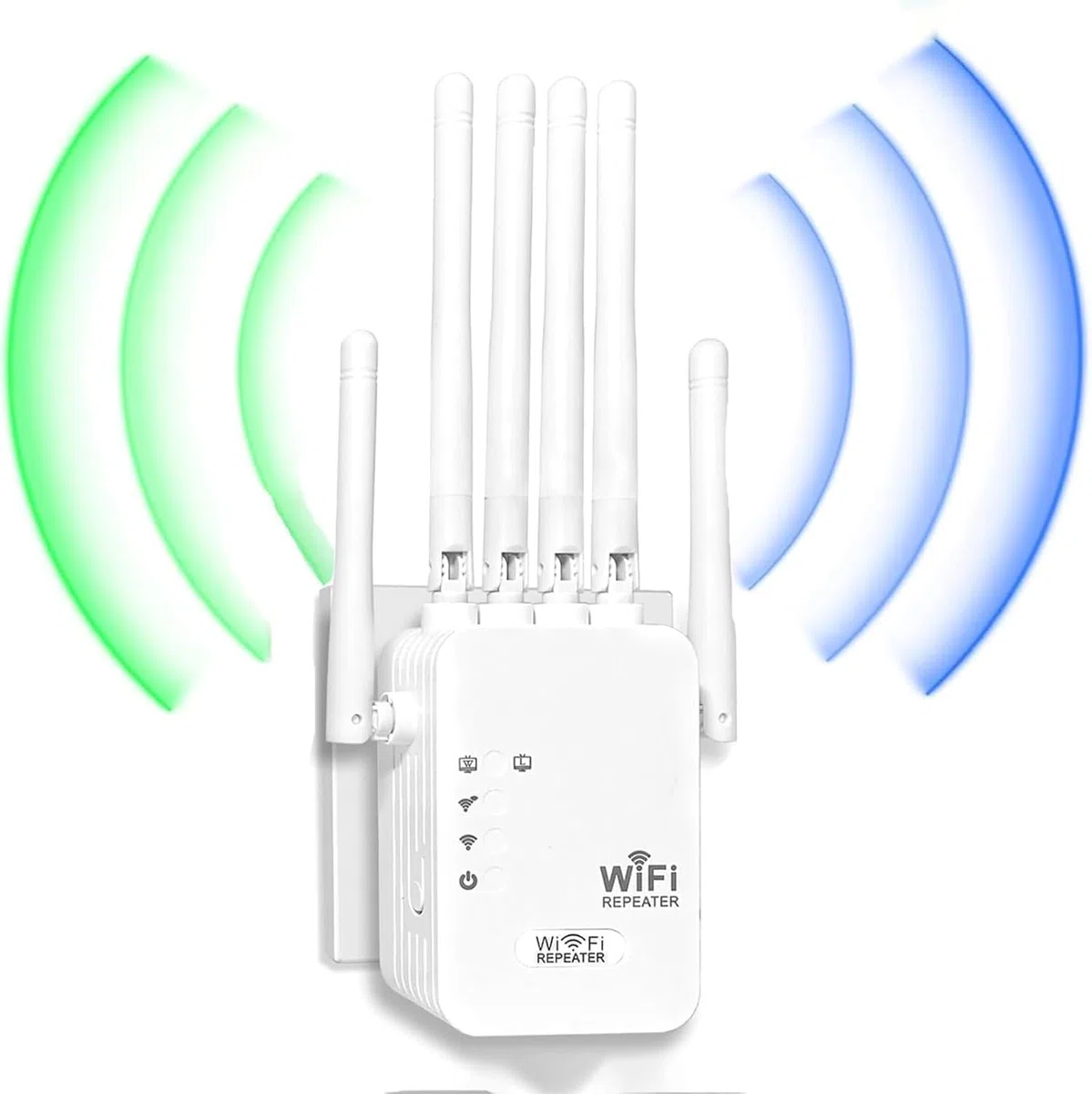 Répéteur WiFi Puissant, Amplificateur WiFi,Repeteur WiFi avec 6 Antennes Couvrant Une superficie de 10,000 m²,2 Ports LAN,pour la Maison et Le Bureau(Blanc)